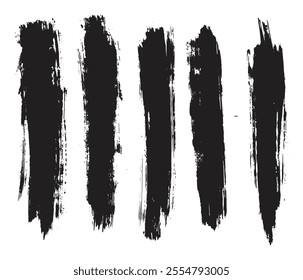 Vector black color hand-drawn brush stroke stain collection