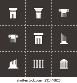 Vector black column icon set on black background