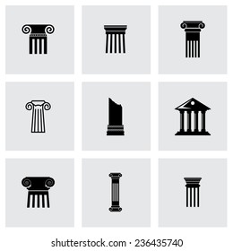 Vector black column icon set on grey background