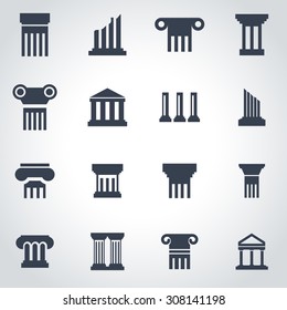 Vector black column icon set on grey background