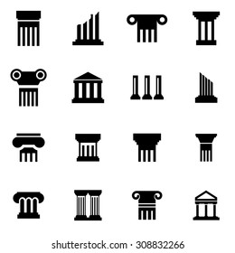 Vector Black Column Icon Set.