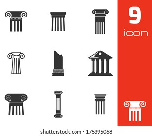 Vector black column icons set on white background