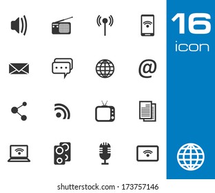 Vector black Communication and media icon on white background