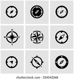 Vector Black Compass Icon Set.