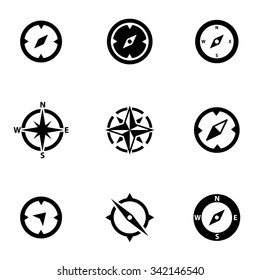 Vector Black Compass Icon Set