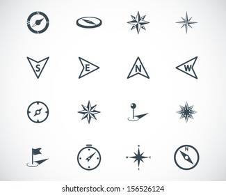 Vector Black Compass Icons Set