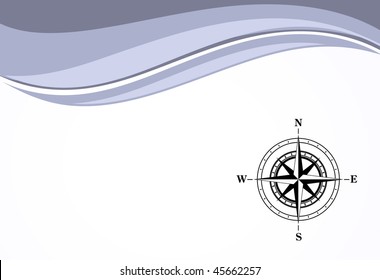 Vektorschwarzer Kompass auf Wellenhintergrund