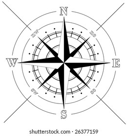 Vector Black Compass Rose Isolated On Stock Vector (Royalty Free ...