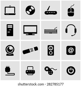 Vector black computer icon set.