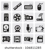 vector black computer icons set