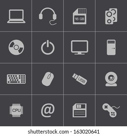 Vector black  computer icons set