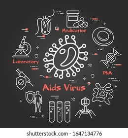 Concepto negro vectorial de bacterias y virus - ayuda a hiv icono
