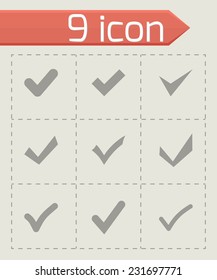 Vector black confirm icon set on grey background