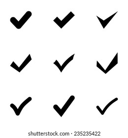 Vector black confirm icon set on white background