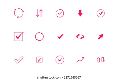 Vector black confirm icons set. Arrows vector collection