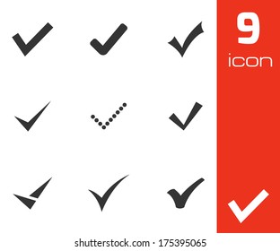 Vector black confirm icons set on white background
