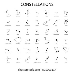 Vector Black Constellations Zodiac Signs Constellations Stock Vector ...