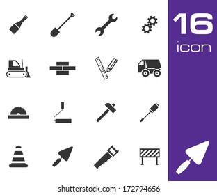 Vector black construction icons set on white background