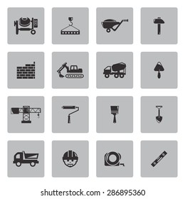 Vector black construction icons set