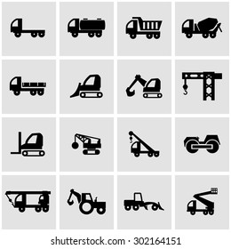 Vector black construction transport icon set.