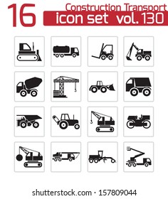 Vector black construction transport icons set