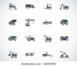 Vector black construction transport icons set