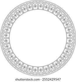 Vector black contour Chinese circle, ring, frame.  Round ornaments of oriental peoples, korea, taiwan, china, hong kong, indonesia
