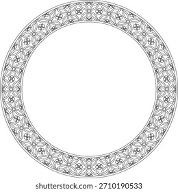 Vector negro contorno Círculo chino, anillo, marco.  Ornamentos redondos de los pueblos orientales, Corea, Taiwán, China, Hong Kong, Indonesia
