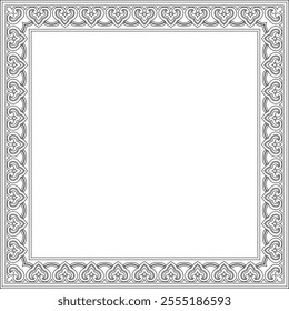 Vector black contour Chinese rectangle, frame. Square ornaments of oriental peoples, korea, taiwan, china, hong kong, indonesia
