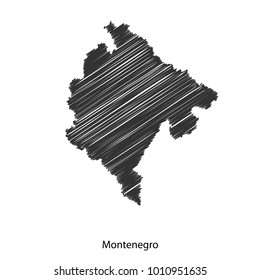 Vector black contour map of  Montenegro for your design
