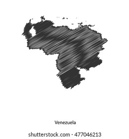 Vector black contour map of Venezuela for your design