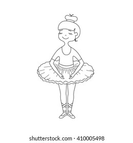 Vector black contour of nice little ballet dancer 
