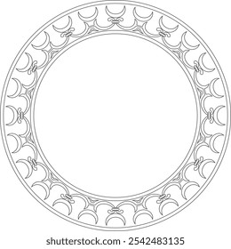 Vector black contour round classic renaissance ornament. Circle, ring, european border, revival style frame
