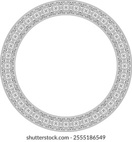 Vector black contour round classic renaissance ornament. Circle, ring, european border, revival style frame
