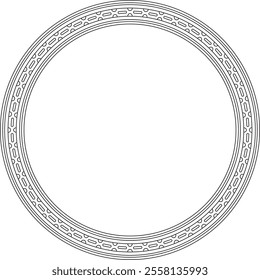 Vector black contour round Egyptian ornament. Circle, frame, ring of ancient Egypt.Pattern of lotus flowers and sun
