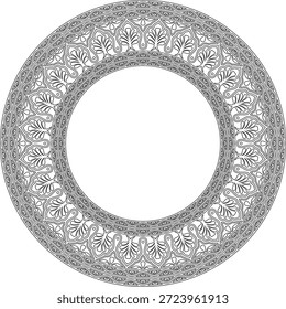 Vector black contour round national Indian ornament. Circle, ring, border, ethnic Hindu frame.
