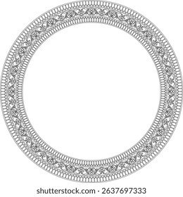 Vector black contour round Turkish national ornament. Ottoman border, frame. Ethnic floral circle, ring, Seljuk Turks pattern. Decoration of the Sultan's palaces.
