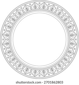 Vector contorno negro alrededor de ornamento nacional turco. Frontera otomana, marco. Círculo floral étnico, anillo, patrón de turcos selyúcidas. Decoración de los palacios del sultán.
