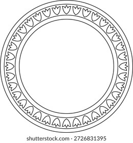 Vector contorno negro alrededor de ornamento nacional turco. Frontera otomana, marco. Círculo floral étnico, anillo, patrón de turcos selyúcidas. Decoración de los palacios del sultán.
