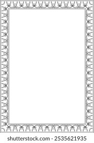 Vector black contour square classic renaissance ornament. Rectangle, european border, revival style frame
