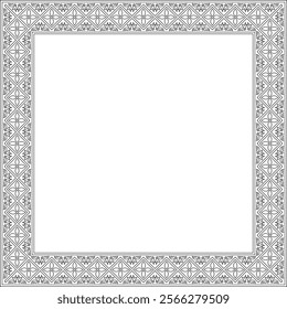 Vector black contour square classic renaissance ornament. Rectangle, european border, revival style frame
