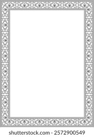 Vector black contour square classic renaissance ornament. Rectangle, european border, revival style frame
