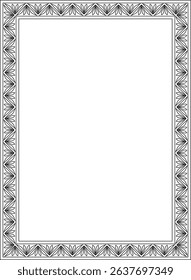 Vector black contour square classic byzantine ornament. Rectangle, border, Ancient Greece, Eastern Roman Empire frame. Decoration of the Russian Orthodox Church

