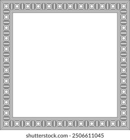 Vector black contour square Egyptian ornament. Rectangle, frame, ancient Egypt.Pattern of lotus flowers and sun
