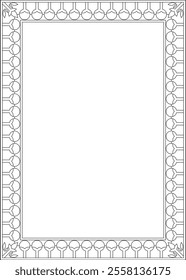 Vector black contour square Egyptian ornament. Rectangle, frame, ancient Egypt.Pattern of lotus flowers and sun
