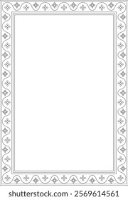 Vector black contour square gothic ornament. Medieval European rectangle, border. Classic pattern of the Germans, Angles, Saxons, Franks.
