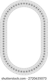 Vector negro contorno cuadrado óvalo gótico. Círculo europeo medieval, anillo, frontera. Patrón clásico de los alemanes, anglos, sajones, francos.

