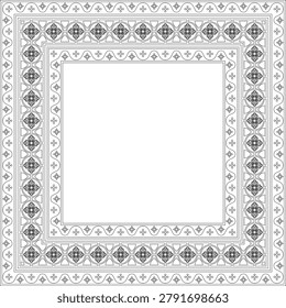 Vector black contour square gothic ornament. Medieval European rectangle, border. Classic pattern of the Germans, Angles, Saxons, Franks.
