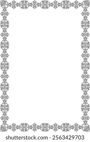 Vector black contour square Kazakh national ornament. Ethnic pattern of the peoples of the Great Steppe,
