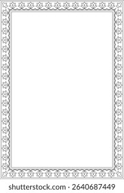 Vector black contour square Turkish national ornament. Ottoman border, frame. Ethnic floral rectangle, Seljuk Turks pattern. Decoration of the Sultan's palaces.
